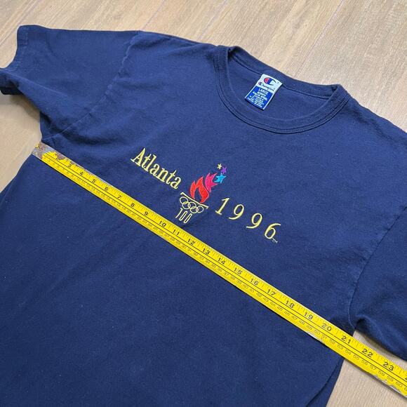 Vintage 90s Champion Atlanta Olympics 1996 Embroidered Crew Neck Tee Size L Y2K - Picture 6 of 10